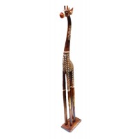 Zeckos 40 Inch Tall Hand Carved Standing Wooden Giraffe Statue 688907761271  192562888711